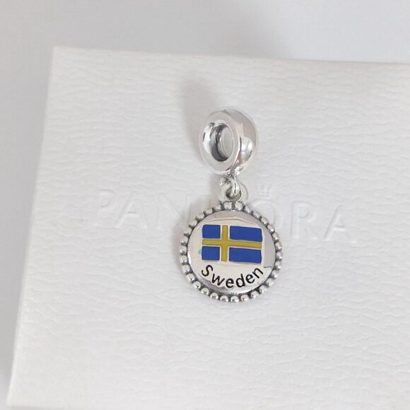 Pandora Sweden Flag Exclusive Dangle Charm S925 Silver with box - Picture 3 of 10